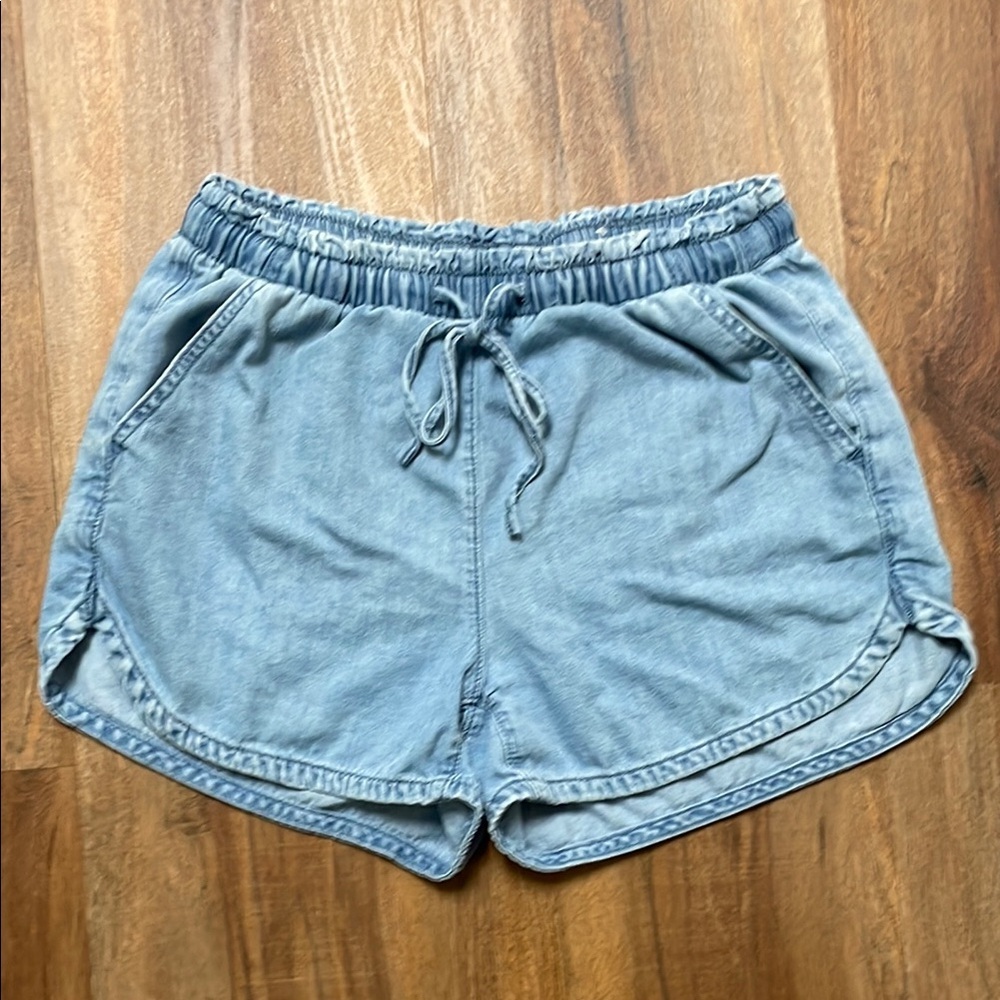 American Eagle Drawstring Waist Chambray Denim Je… - image 2